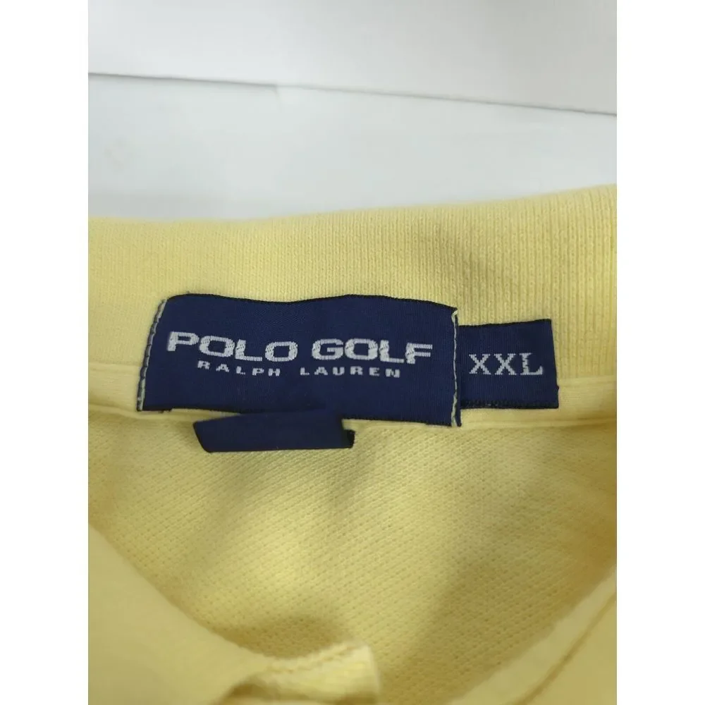 Vtg Polo Golf Shirt Mens 2XL‎ Yellow Blue Pony Short Sleeve Golf